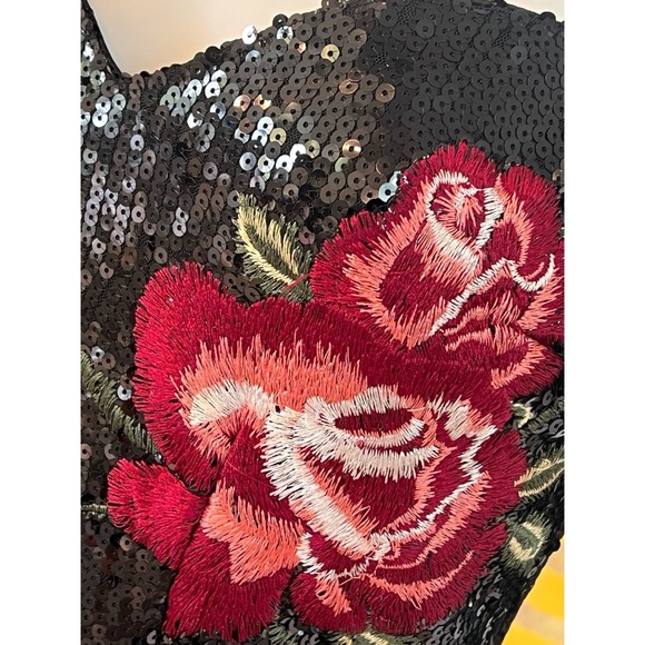 SOIEBLU red wine sequin embroidered gown S M L - Picture 7 of 9